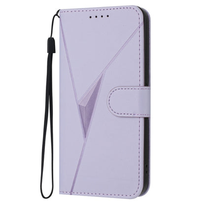 For Samsung Galaxy S25 5G Triangle Pattern Buckle Clasp Leather Phone Case(Light Purple) - Galaxy S25 5G Cases by buy2fix | Online Shopping UK | buy2fix