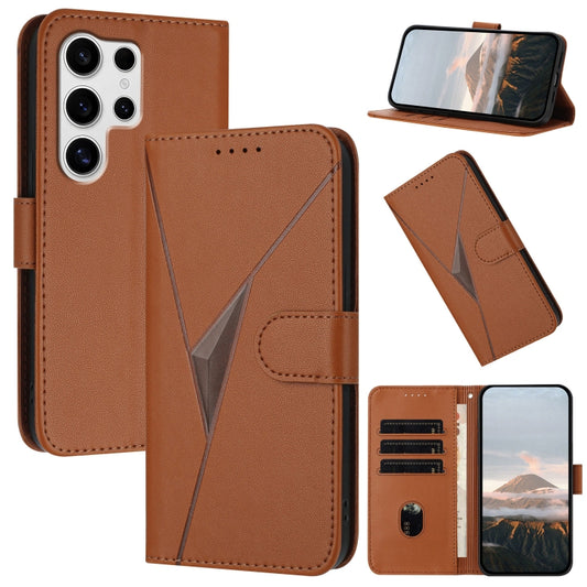 For Samsung Galaxy S25 Ultra 5G Triangle Pattern Buckle Clasp Leather Phone Case(Brown) - Galaxy S25 Ultra 5G Cases by buy2fix | Online Shopping UK | buy2fix