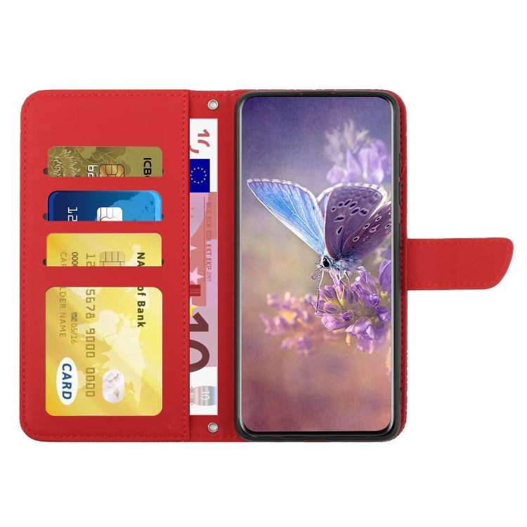 For Samsung Galaxy S25 5G Skin Feel Butterfly Embossed Flip Leather Phone Case(Red) - Galaxy S25 5G Cases by buy2fix | Online Shopping UK | buy2fix