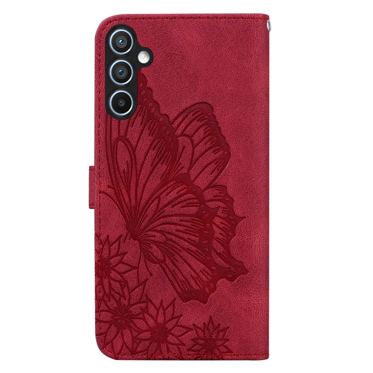 For Samsung Galaxy S25 5G Retro Skin Feel Butterflies Embossing Horizontal Flip Leather Phone Case(Red) - Galaxy S25 5G Cases by buy2fix | Online Shopping UK | buy2fix