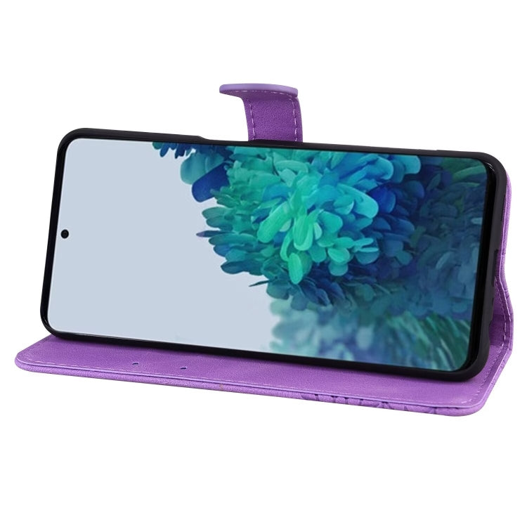 For Samsung Galaxy S25 5G Retro Skin Feel Butterflies Embossing Horizontal Flip Leather Phone Case(Purple) - Galaxy S25 5G Cases by buy2fix | Online Shopping UK | buy2fix