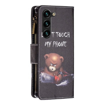 For Samsung Galaxy S25+ 5G Colored Drawing Pattern Zipper Leather Phone Case(Bear) - Galaxy S25+ 5G Cases by buy2fix | Online Shopping UK | buy2fix