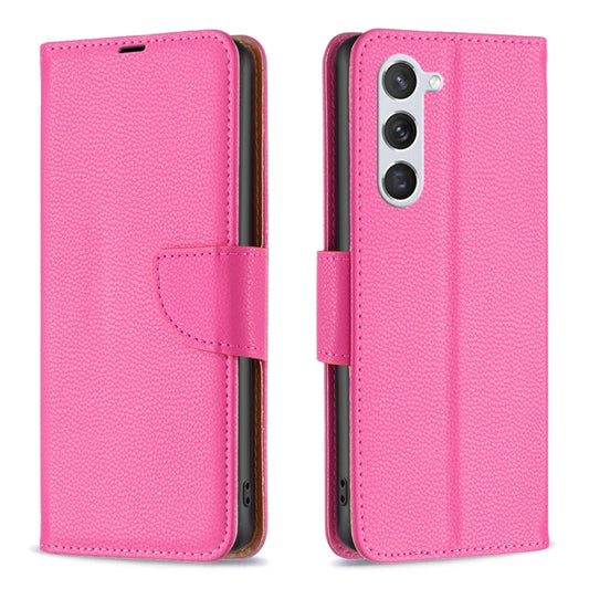 For Samsung Galaxy S25 5G Litchi Texture Pure Color Flip Leather Phone Case(Rose Red) - Galaxy S25 5G Cases by buy2fix | Online Shopping UK | buy2fix