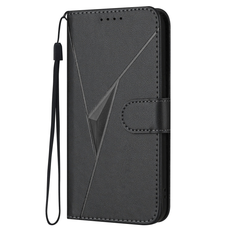 For Motorola Moto G Power 2024 Triangle Pattern Buckle Clasp Leather Phone Case(Black) - Motorola Cases by buy2fix | Online Shopping UK | buy2fix