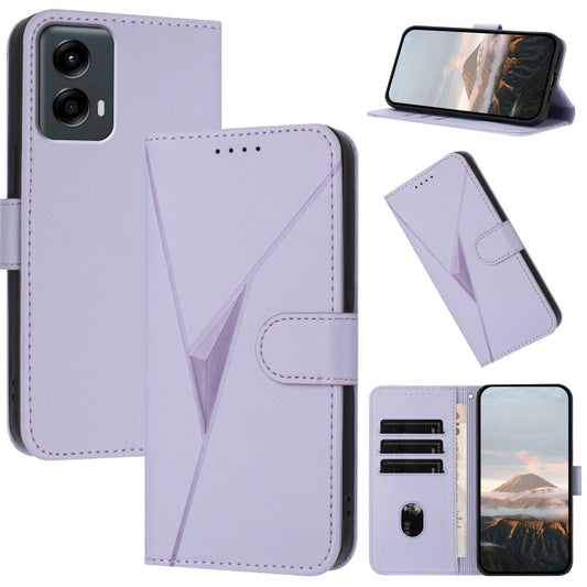 For Motorola Moto G 5G 2024 Triangle Pattern Buckle Clasp Leather Phone Case(Light Purple) - Motorola Cases by buy2fix | Online Shopping UK | buy2fix