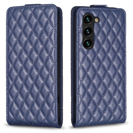 For Samsung Galaxy S25 5G Diamond Lattice Vertical Flip Leather Phone Case(Blue) - Galaxy S25 5G Cases by buy2fix | Online Shopping UK | buy2fix