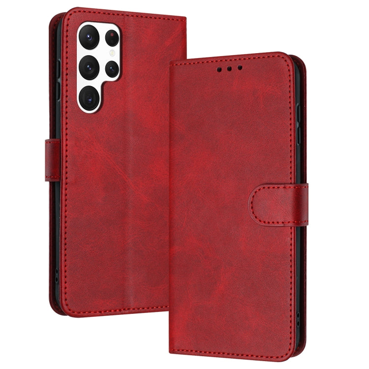 For Samsung Galaxy S25 Ultra 5G Solid Calf Texture Flip Leather Phone Case(Red) - Galaxy S25 Ultra 5G Cases by buy2fix | Online Shopping UK | buy2fix