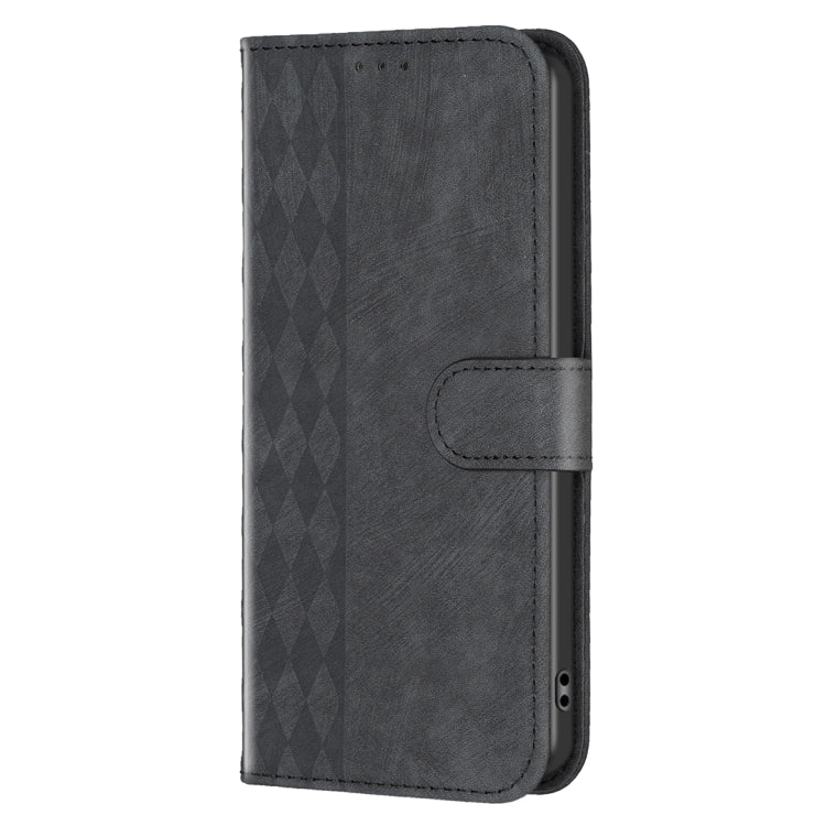 For Samsung Galaxy S25 5G Plaid Embossed Leather Phone Case(Black) - Galaxy S25 5G Cases by buy2fix | Online Shopping UK | buy2fix