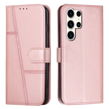 For Samsung Galaxy S25 Ultra 5G Stitching Calf Texture Buckle Leather Phone Case(Rose Gold) - Galaxy S25 Ultra 5G Cases by buy2fix | Online Shopping UK | buy2fix