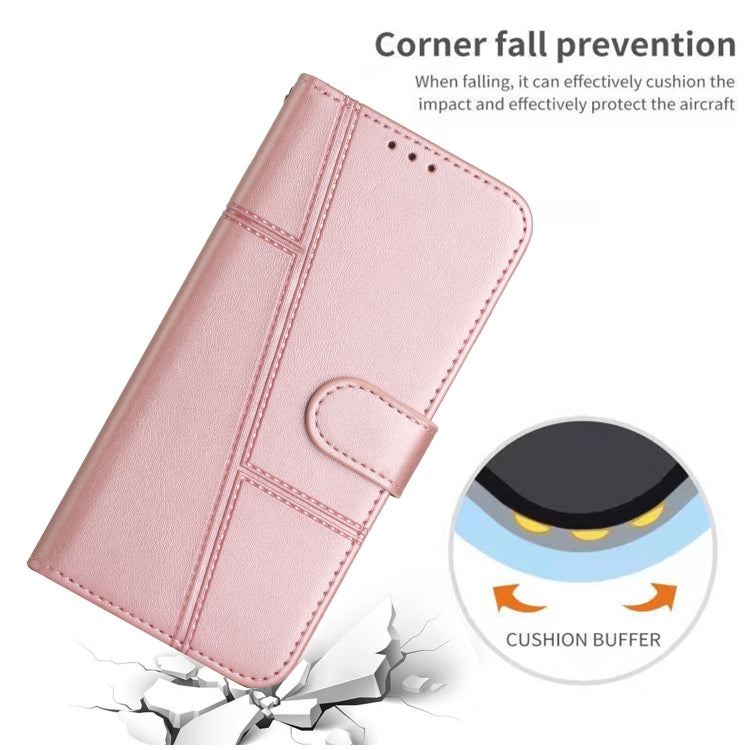 For Samsung Galaxy S25 Ultra 5G Stitching Calf Texture Buckle Leather Phone Case(Rose Gold) - Galaxy S25 Ultra 5G Cases by buy2fix | Online Shopping UK | buy2fix