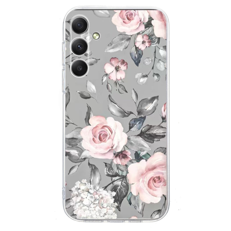 For Samsung Galaxy S25 5G Colorful Painting Pattern TPU Phone Case(Flowers On Grey) - Galaxy S25 5G Cases by buy2fix | Online Shopping UK | buy2fix