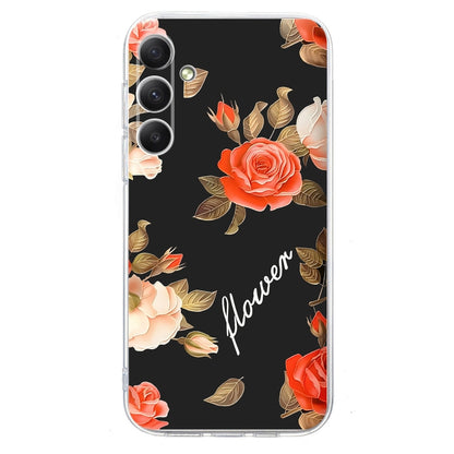 For Samsung Galaxy S25 FE 5G Colorful Painting Pattern TPU Phone Case(Flowers On Black) - Galaxy S25 5G Cases by buy2fix | Online Shopping UK | buy2fix