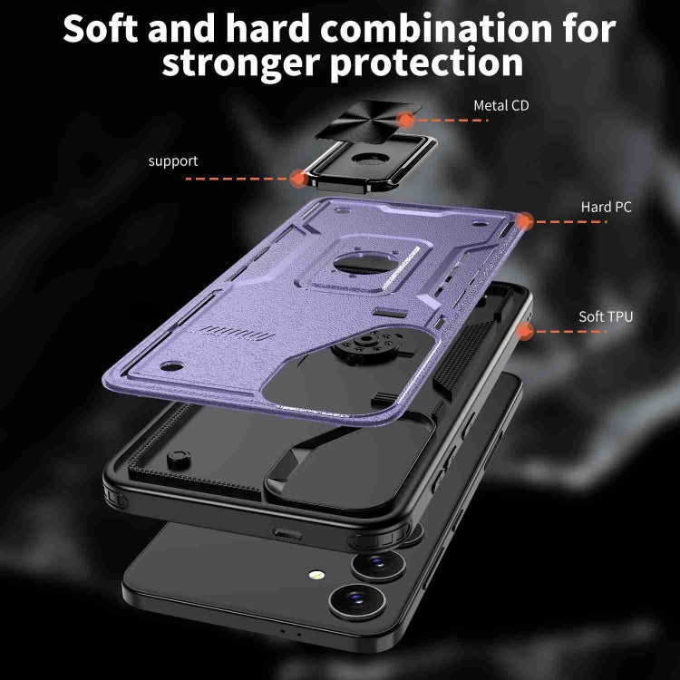 For Samsung Galaxy S25+ 5G Ring Holder PC Hybrid TPU Phone Case(Purple) - Galaxy S25+ 5G Cases by buy2fix | Online Shopping UK | buy2fix