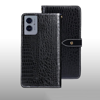 For Motorola Moto G55 5G idewei Crocodile Texture Leather Phone Case(Black) - Motorola Cases by idewei | Online Shopping UK | buy2fix