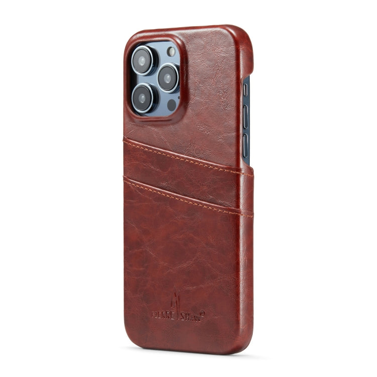 For iPhone 16 Pro Max Fierre Shann Retro Oil Wax Texture Card Slots PU Leather Phone Case(Brown) - iPhone 16 Pro Max Cases by FIERRE SHANN | Online Shopping UK | buy2fix