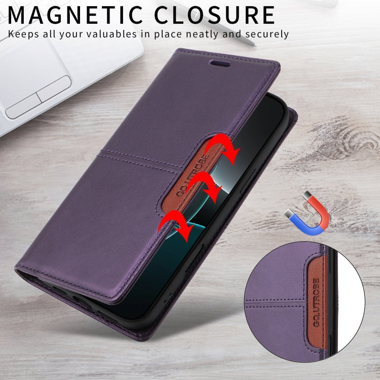 For iPhone 16 Plus GQUTROBE G01 RFID Anti-theft Leather Phone Case(Purple) - iPhone 16 Plus Cases by GQUTROBE | Online Shopping UK | buy2fix