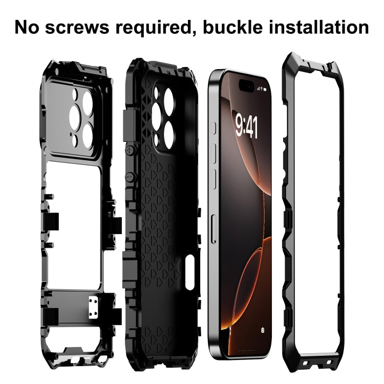 For iPhone 16 Pro Max R-JUST Life Waterproof Dustproof Shockproof Phone Case(Black) - iPhone 16 Pro Max Cases by R-JUST | Online Shopping UK | buy2fix