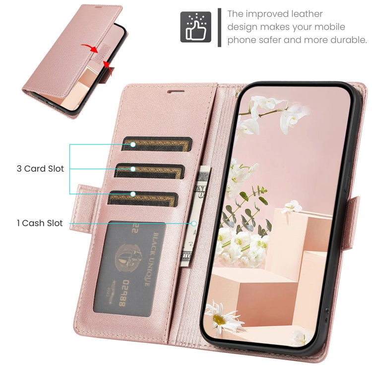 For Samsung Galaxy S25 / S24 5G Side Buckle RFID Anti-theft Leather Phone Case(Rose Gold) - Galaxy S25 5G Cases by buy2fix | Online Shopping UK | buy2fix