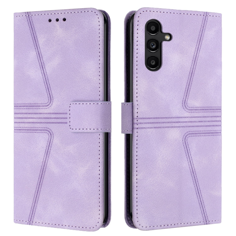 For Samsung Galaxy S25 5G Triangle Solid Color Leather Phone Case(Purple) - Galaxy S25 5G Cases by buy2fix | Online Shopping UK | buy2fix