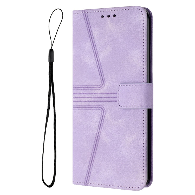 For Samsung Galaxy S25 5G Triangle Solid Color Leather Phone Case(Purple) - Galaxy S25 5G Cases by buy2fix | Online Shopping UK | buy2fix