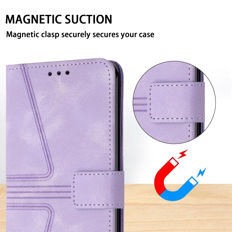 For Samsung Galaxy S25 5G Triangle Solid Color Leather Phone Case(Purple) - Galaxy S25 5G Cases by buy2fix | Online Shopping UK | buy2fix