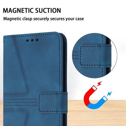 For Samsung Galaxy S25+5G Triangle Solid Color Leather Phone Case(Blue) - Galaxy S25+ 5G Cases by buy2fix | Online Shopping UK | buy2fix