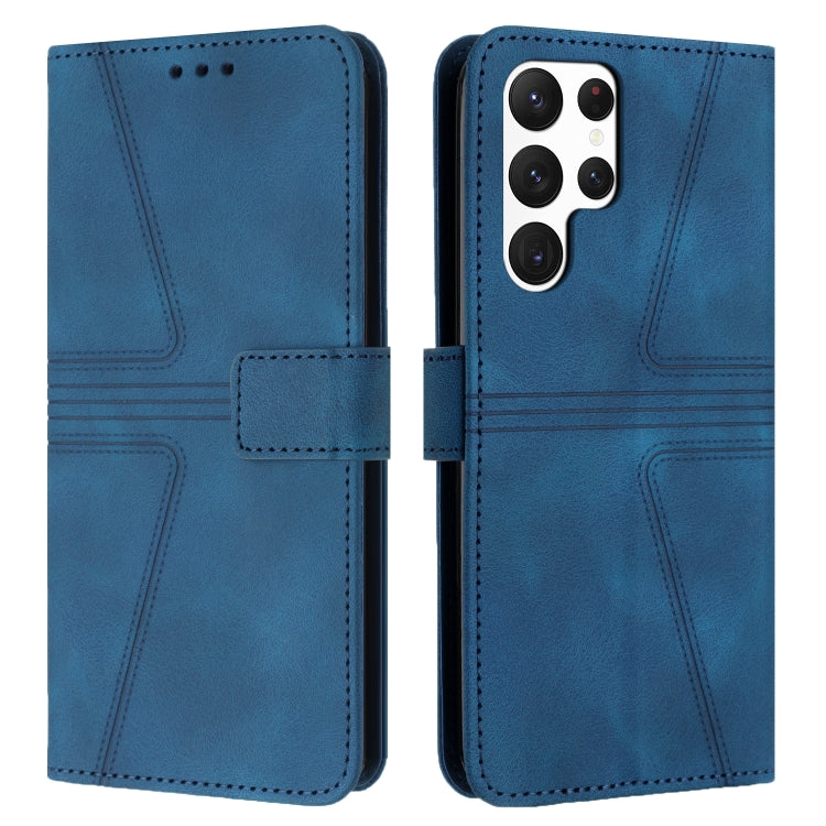 For Samsung Galaxy S25 Ultra 5G Triangle Solid Color Leather Phone Case(Blue) - Galaxy S25 Ultra 5G Cases by buy2fix | Online Shopping UK | buy2fix