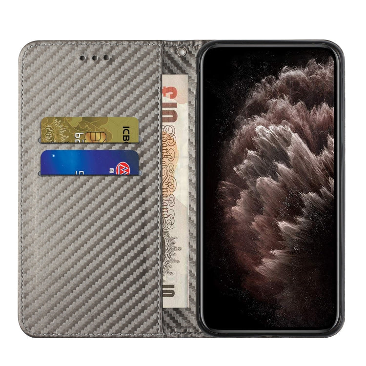 For Samsung Galaxy S25+ 5G Carbon Fiber Texture Magnetic Flip Leather Phone Case(Grey) - Galaxy S25+ 5G Cases by buy2fix | Online Shopping UK | buy2fix