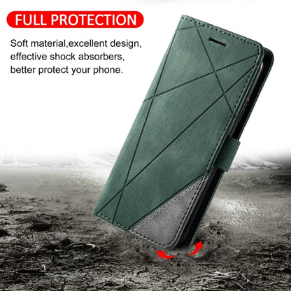 For Samsung Galaxy S25+ 5G Skin Feel Splicing Leather Phone Case(Green) - Galaxy S25+ 5G Cases by buy2fix | Online Shopping UK | buy2fix