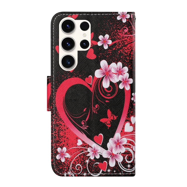 For Samsung Galaxy S25 Ultra 5G Colored Drawing Pattern Leather Phone Case(Red Heart) - Galaxy S25 Ultra 5G Cases by buy2fix | Online Shopping UK | buy2fix