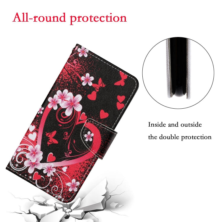 For Samsung Galaxy S25 Ultra 5G Colored Drawing Pattern Leather Phone Case(Red Heart) - Galaxy S25 Ultra 5G Cases by buy2fix | Online Shopping UK | buy2fix