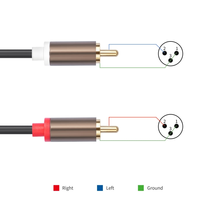 2 RCA Male to 2 XLR 3pin Male Audio Cable, Length:3m(Black Silver) - RCA Cable by buy2fix | Online Shopping UK | buy2fix