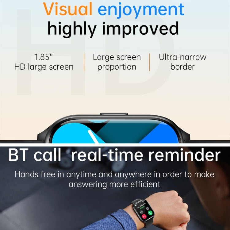 KT73S 1.85 inch Square Screen BT Call Smart Watch, Heart Rate / Blood Pressure / Blood Oxygen / Female Health / Sleep Monitoring(Black) - Smart Wristbands by buy2fix | Online Shopping UK | buy2fix