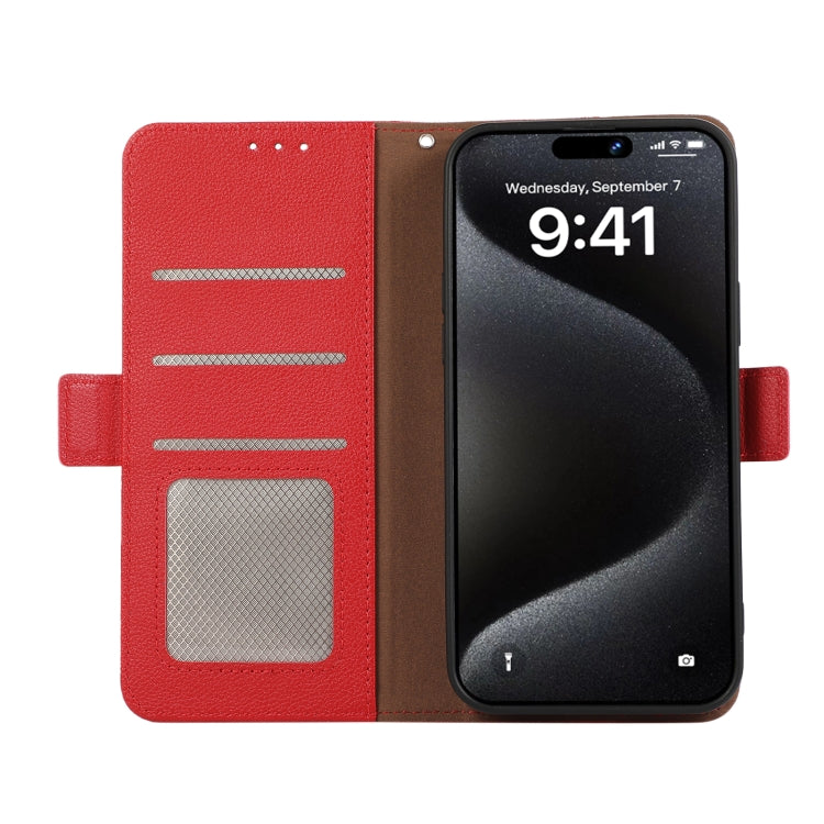 For OnePlus 13 ABEEL Side-Magnetic Litchi Pattern Leather RFID Phone Case(Red) - OnePlus Cases by buy2fix | Online Shopping UK | buy2fix