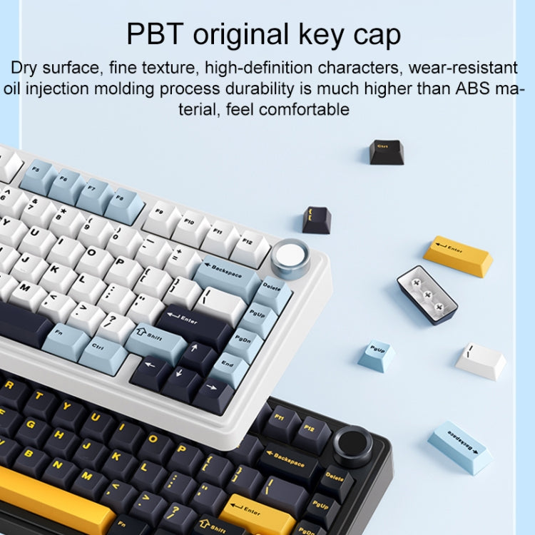 AULA F75 80 Keys Wired/2.4G/Bluetooth Three Model Customized RGB Mechanical Keyboard(Sea Salt Blue) - Wireless Keyboard by AULA | Online Shopping UK | buy2fix