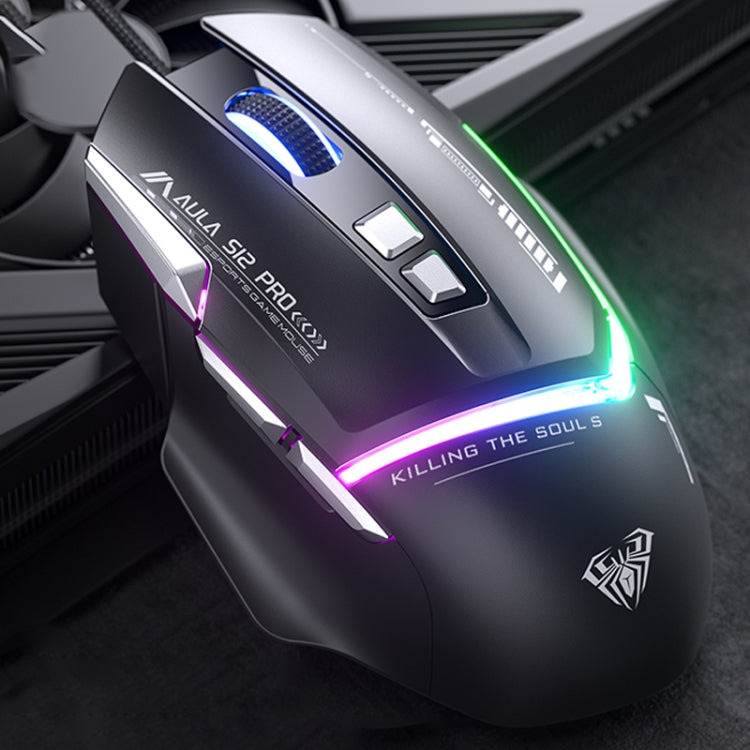 AULA S12 Pro 12800DPI Wired RGB Gaming Mouse(Black) - Wired Mice by AULA | Online Shopping UK | buy2fix