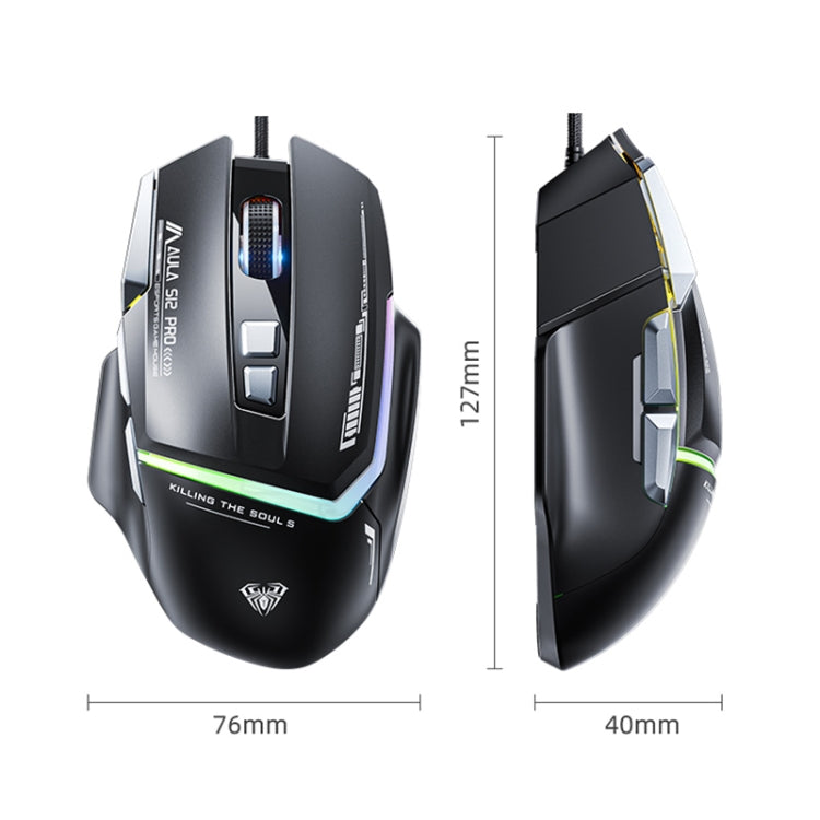 AULA S12 Pro 12800DPI Wired RGB Gaming Mouse(Black) - Wired Mice by AULA | Online Shopping UK | buy2fix