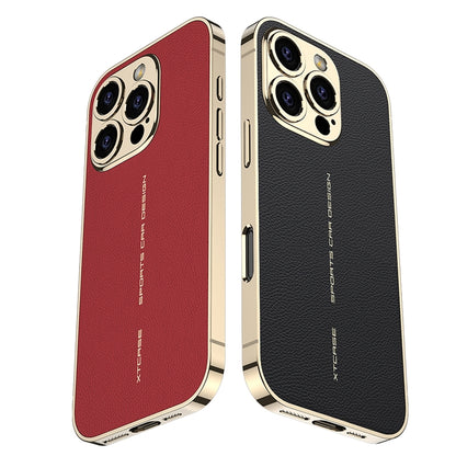 For iPhone 16 Pro GKK Plated Plain Leather Shockproof Phone Case(Red) - iPhone 16 Pro Cases by GKK | Online Shopping UK | buy2fix