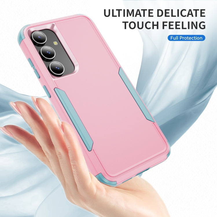 For Samsung Galaxy S25+ 5G TPU + PC Shockproof Protective Phone Case(Pink + Grey Green) - Galaxy S25+ 5G Cases by buy2fix | Online Shopping UK | buy2fix