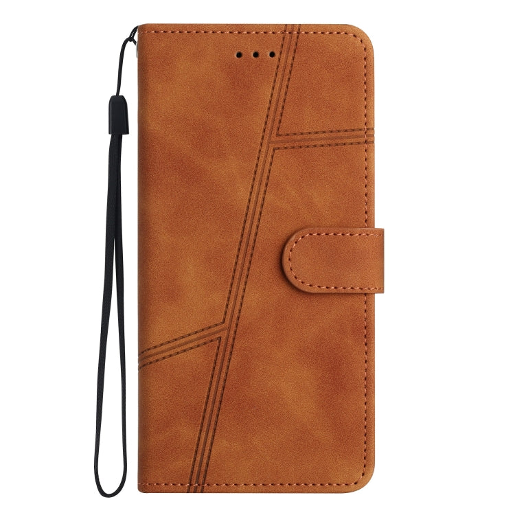 For Samsung Galaxy S25+ 5G Skin-feel Stitching Leather Phone Case(Brown) - Galaxy S25+ 5G Cases by buy2fix | Online Shopping UK | buy2fix