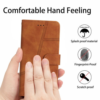 For Samsung Galaxy S25+ 5G Skin-feel Stitching Leather Phone Case(Brown) - Galaxy S25+ 5G Cases by buy2fix | Online Shopping UK | buy2fix