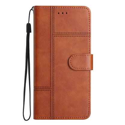 For Samsung Galaxy S25+ 5G Cowhide Texture Stitching Leather Phone Case(Brown) - Galaxy S25+ 5G Cases by buy2fix | Online Shopping UK | buy2fix