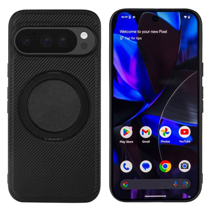 For Google Pixel 9 / Pixel 9 Pro ViLi TCY Series Kevlar Leather Texture Rotating Holder Phone Case(Black) - Google Cases by ViLi | Online Shopping UK | buy2fix