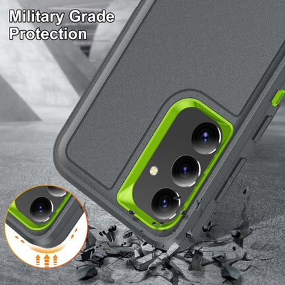 For Samsung Galaxy S24+ / S25+ 5G Rugged PC Hybrid Silicone Phone Case with Holder(Grey+Fresh Green) - Galaxy S25+ 5G Cases by buy2fix | Online Shopping UK | buy2fix