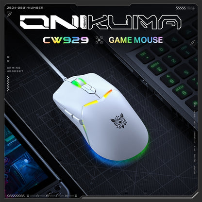 ONIKUMA CW929 RGB 6400DPI Wired Mouse(White) - Wired Mice by ONIKUMA | Online Shopping UK | buy2fix