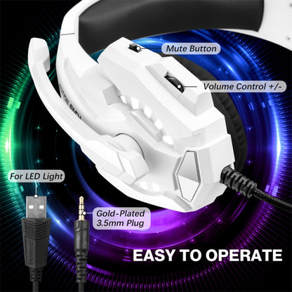 KOTION EACH G9000 Pro On-Ear Gaming Headset with Mic, Cable Length: About 2.1m(Black White) - Multimedia Headset by KOTION EACH | Online Shopping UK | buy2fix