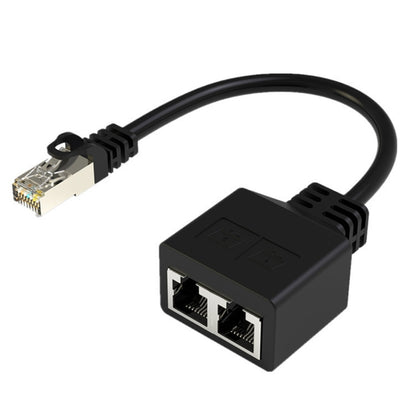 20cm RJ45 CAT6 / CAT5 8 Pin Ethernet Cable Splitter 2 in 1 Network Extension Adapter(Black) - Lan Cable and Tools by buy2fix | Online Shopping UK | buy2fix