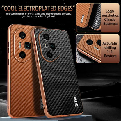 For Honor 300 Ultra AZNS Electroplated Edge Carbon Fiber Texture Phone Case(Black) - Honor Cases by AZNS | Online Shopping UK | buy2fix