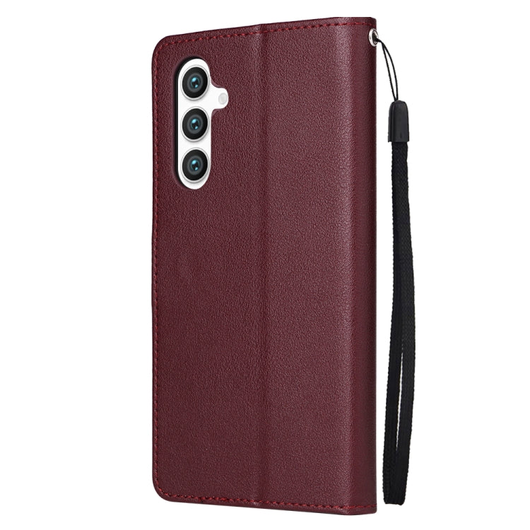 For Samsung Galaxy S25 5G 3-Card Slots Multifunctional Leather Phone Case(Wine Red) - Galaxy S25 5G Cases by buy2fix | Online Shopping UK | buy2fix