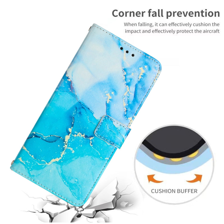 For Samsung Galaxy S25 Ultra 5G Painted Marble Pattern Leather Phone Case(Blue Green) - Galaxy S25 Ultra 5G Cases by buy2fix | Online Shopping UK | buy2fix